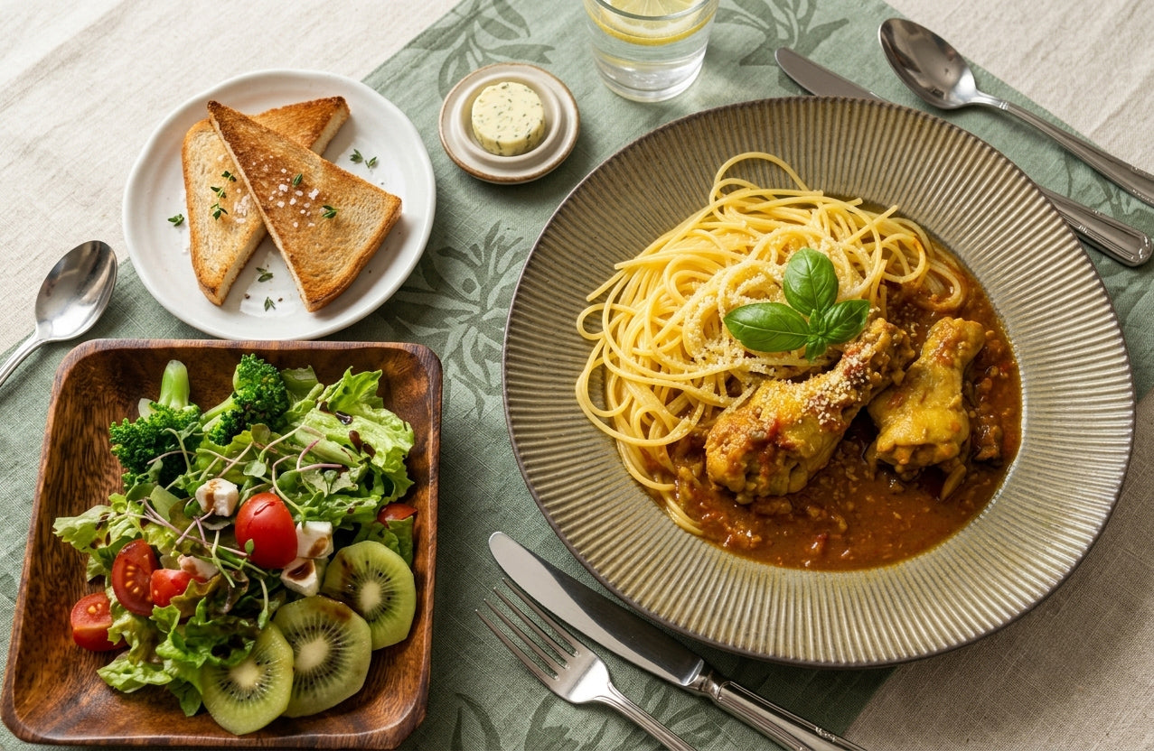 パスタとドラゴンカレーで昼食を！